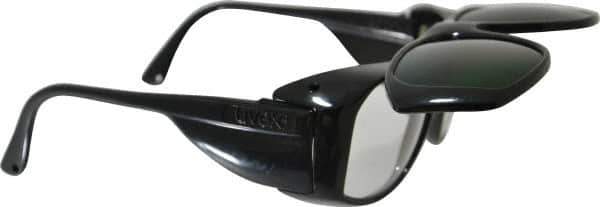 Uvex - Clear Lenses, Framed Welding Glasses - Scratch Resistant, Black Plastic Frame, Size Universal, Wrap Around - USA Tool & Supply
