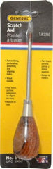 General - 6-1/2" OAL Steel Scratch Awl - Hardwood Handle - USA Tool & Supply