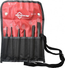 Mayhew - 6 Piece Punch & Chisel Set - 1/2 to 5/8" Chisel, 3/16 to 3/8" Punch, Round Shank - USA Tool & Supply