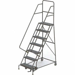 TRI-ARC - 103" 7 Step Ladder - 350 Lb Capacity, 70" Platform Height, 30" Base Width x 55" Depth, Perforated Tread - USA Tool & Supply