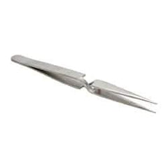 Value Collection - 4-3/4" OAL Stainless Steel Assembly Tweezers - Short Style with Sharp Point - USA Tool & Supply