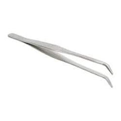 Value Collection - 6-1/2" OAL Stainless Steel Assembly Tweezers - Extra Long, Curved Smooth Points - USA Tool & Supply