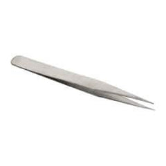 Value Collection - 4-3/4" OAL 1-SS Precision Tweezers - Fine Point - USA Tool & Supply