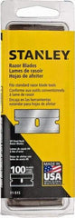 Stanley - 100 Piece Steel Single Edge Blade - 1-1/2" OAL, 0.009" Blade Thickness - USA Tool & Supply