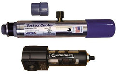 Vortec - 900 BTU per Hour, Vortex Enclosure Cooler without Thermostat - 3/8 Inch Diameter, 1/4 NPT Thread, 15 Cubic Ft. per min - USA Tool & Supply