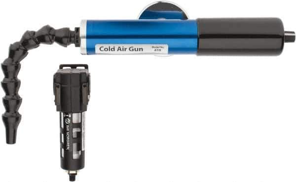 Vortec - 8" Long Hose, 900 BTU/Hr Air Capacity, 1 Outlet, Cold Air Gun Kit - 10-5/8" Tank/Unit Length, 6.63" High Tank/Unit, Includes Adjustable Cold Air Gun, Magnetic Base, 5 Micron Auto-Drain Filter - USA Tool & Supply