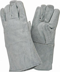 PRO-SAFE - Size L Cotton Lined Cowhide Welding Glove - 34.25cm OAL, Gauntlet Cuff, Wing Thumb, For General Welding - USA Tool & Supply