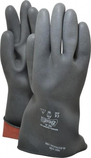 SHOWA - Size 2XL (11), 15" Long, 40 mil, Unsupported, Latex Chemical Resistant Gloves - Textured Finish, Unlined, Rolled Cuff, ANSI Cut Level 2, Puncture Level 0, Abrasion Level 2, Black, FDA Approved - USA Tool & Supply