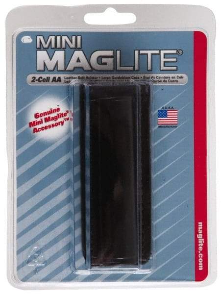 Mag-Lite - Leather Mini/Pocket Flashlight Belt Holster - Black, Compatible with Maglite AA Batteries - USA Tool & Supply