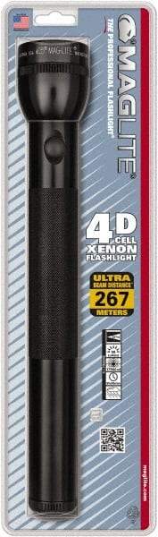 Mag-Lite - Krypton Bulb, 98 Lumens, Industrial/Tactical Flashlight - Black Aluminum Body, 4 D Batteries Not Included - USA Tool & Supply