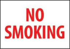 NMC - "No Smoking", 10" Long x 14" Wide, Rigid Plastic Safety Sign - Rectangle, 0.05" Thick, Use for Smoking Regulations - USA Tool & Supply