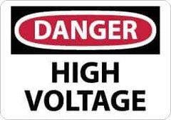 NMC - "Danger - High Voltage", 10" Long x 14" Wide, Rigid Plastic Safety Sign - Rectangle, 0.05" Thick, Use for Accident Prevention - USA Tool & Supply