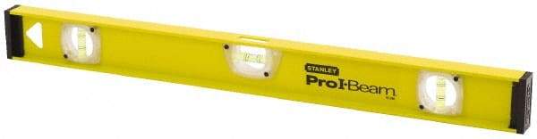 Stanley - 48" Long 3 Vial I-Beam Level - Aluminum, Yellow, 1 Level & 2 Plumb Vials - USA Tool & Supply