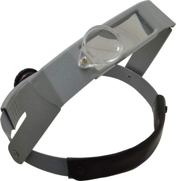 Made in USA - 2.25x Magnification, Acrylic, Rectangular Magnifier - 3-1/8 Inch Long x 1-1/8 Inch Wide Lens, Headband Mount, 8 without Auxiliary Lens and 3 with Auxiliary Lens Inch Focal Distance - USA Tool & Supply