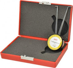 Value Collection - 1-1/8 to 2-1/8" Black Oxide & Chrome Plated Inside Dial Caliper Gage - 0.001" Graduation, 0.038mm Accuracy, 3-1/4" Leg Length, Ball Contact Points - USA Tool & Supply