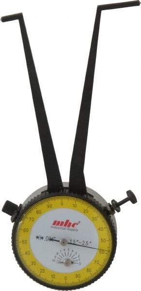 Value Collection - 1-1/2 to 2-1/2" Black Oxide & Chrome Plated Inside Dial Caliper Gage - 0.001" Graduation, 0.038mm Accuracy, 3-1/4" Leg Length, Ball Contact Points - USA Tool & Supply