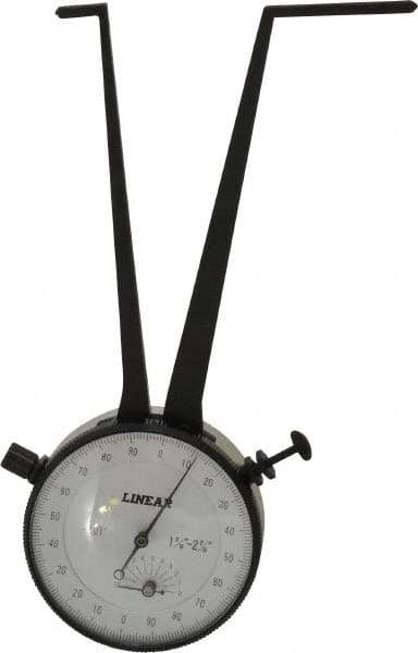 Value Collection - 1-7/8 to 2-7/8" Black Oxide & Chrome Plated Inside Dial Caliper Gage - 0.001" Graduation, 0.038mm Accuracy, 3-1/4" Leg Length, Ball Contact Points - USA Tool & Supply