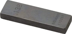 Mitutoyo - 0.138" Rectangular Steel Gage Block - Accuracy Grade AS-1, Includes Certificate of Inspection - USA Tool & Supply