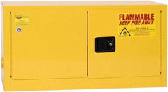 Eagle - 2 Door, Yellow Steel Stackable Safety Cabinet for Flammable and Combustible Liquids - 22-1/4" High x 43" Wide x 18" Deep, Manual Closing Door, 3 Point Key Lock, 15 Gal Capacity - USA Tool & Supply