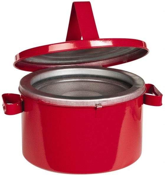 Eagle - 8 Quart Capacity, Coated Steel, Red Bench Can - 7 Inch High x 11-1/4 Inch Diameter, 2-1/2 Inch Dasher Diameter, Includes Lid - USA Tool & Supply