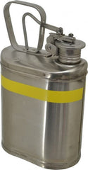 Safety Dispensing Cans; Type: Laboratory Safety Can; Capacity: 1 Gal; Material: Stainless Steel; Color: Silver; Overall Height: 13 in; Standards: UL Listed; NFPA Code 30; FM Approved; Height (Inch): 13; 13 in; Height (mm): 13 in; Height (Decimal Inch): 13