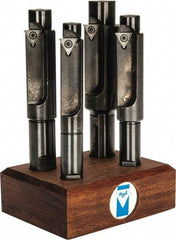 APT - 4 Piece, 3/8 to 5/8" Diam, Solid Pilot, TPGH 215 Insert Indexable Counterbore Set - 13/32, 15/32, 17/32, 21/32" Pilot Diam, 1/2, 5/8 Shank Diam, Straight Shank - USA Tool & Supply