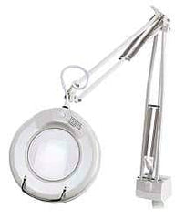 Value Collection - 38 Inch, Swing Arm, Clamp on, Fluorescent, White, Magnifying Task Light - 22 Watt, 1.75x Magnification, 5 Inch Wide, 5 Inch Long - USA Tool & Supply