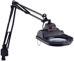 Electrix - 45 Inch, Spring Suspension, Clamp on, Halogen, Black, Magnifying Task Light - 100 Watt, 1.75x Magnification, 5 Inch Wide - USA Tool & Supply