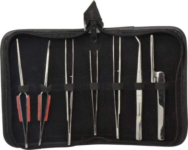 Value Collection - Stainless Steel Tweezer Set - 7 Piece - USA Tool & Supply