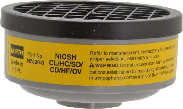 North - Yellow Cartridge - Series 7700, Protects Against Acid Gas, Organic Vapor - USA Tool & Supply