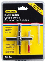 General - 7/8 to 4" Cutting Diam, Circle Cutter Tool - Straight Shank, 3/8" Shank Diam - USA Tool & Supply