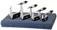Fowler - 0 to 4" Range, 4 Piece Mechanical Outside Micrometer Set - 0.0001" Graduation, 0.0001 (0 to 2)" Accuracy, Ratchet-Friction Thimble, Carbide Tipped Face - USA Tool & Supply