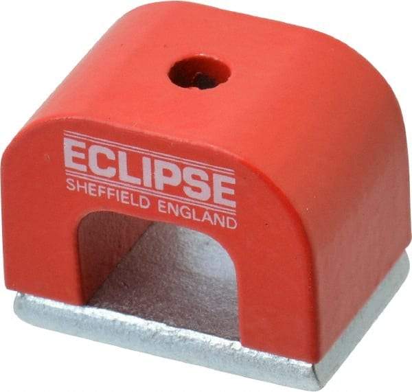 Eclipse - 1 Hole, 0.1969" Hole Diam, 51/64" Overall Width, 1-3/16" Deep, 51/64" High, 9.5 Lb Average Pull Force, Alnico Power Magnets - 7.5mm Pole Width, 550°C Max Operating Temp, Grade 5 Alnico - USA Tool & Supply