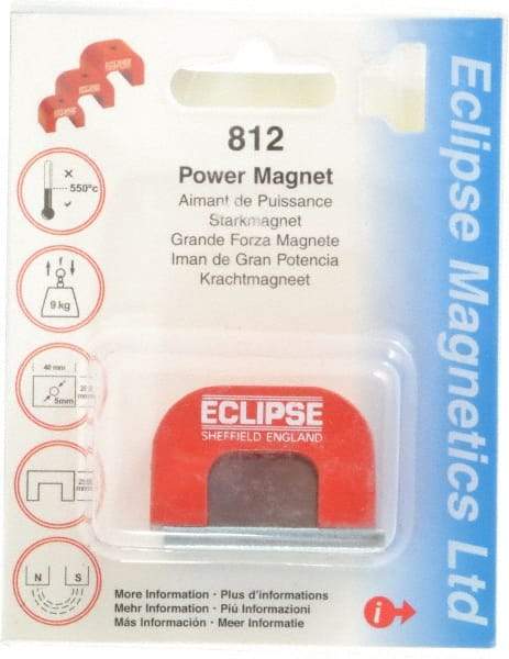 Eclipse - 1 Hole, 0.1969" Hole Diam, 63/64" Overall Width, 1-37/64" Deep, 63/64" High, 20 Lb Average Pull Force, Alnico Power Magnets - 10mm Pole Width, 550°C Max Operating Temp, Grade 5 Alnico - USA Tool & Supply