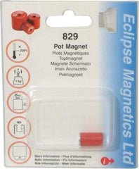 Eclipse - 3/8" Diam, M3 Thread, 1 Lb Average Pull Force, Mild Steel, Alnico Pot Magnets - 220°C Max Operating Temp, 9/16" High, Grade 5 Alnico - USA Tool & Supply