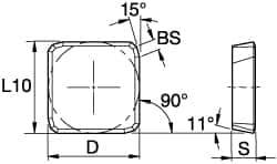 Kennametal - SPKN43 Grade KC725M Carbide Milling Insert - TiN/TiCN/TiN Finish, 3/16" Thick, 1/2" Inscribed Circle - USA Tool & Supply