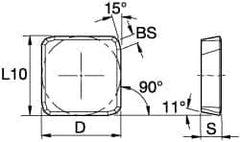 Kennametal - SPKN42 Grade KCPK30 Carbide Milling Insert - TiN/TiCN/Al2O3 Finish, 0.1252" Thick, 1/2" Inscribed Circle - USA Tool & Supply