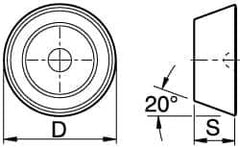 Kennametal - REHR1605 Grade KC725M Carbide Milling Insert - TiN/TiCN/TiN Finish, 0.2189" Thick, 16mm Inscribed Circle - USA Tool & Supply
