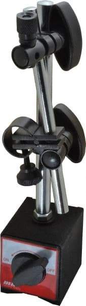 Value Collection - 130 Lb Magnetic Force, Fine Adjustment Indicator Positioner & Holder with Base - Post & Rod, Rectangular Base, 55mm Base Height, 63mm Base Length, 50mm Base Width - USA Tool & Supply