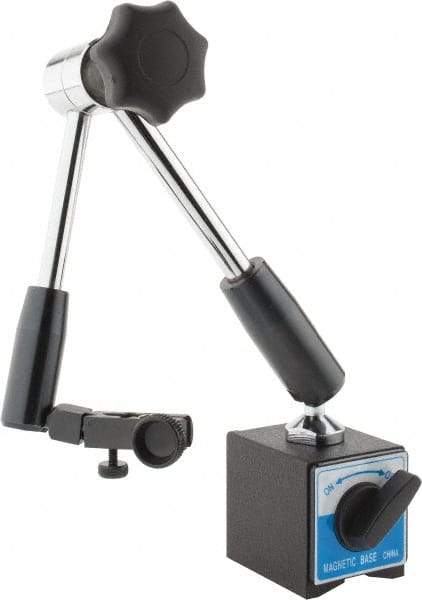 Value Collection - 2-1/2" Long x 2-1/8" Wide x 2" High Magnetic Indicator Base with On/Off Switch - 60 Kg Magnetic Pull, Articulated Arm - USA Tool & Supply