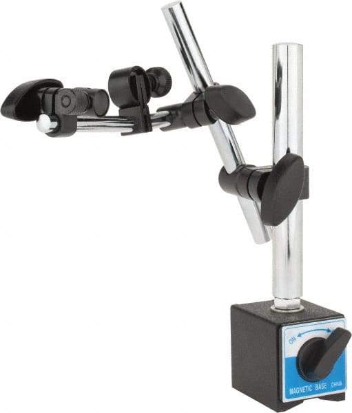 Value Collection - 55mm Long x 50mm Wide x 60mm High Magnetic Indicator Base with On/Off Switch - 60 Kg Magnetic Pull, 7-1/4" Rod Length, Post & Rod Arm (2 Rods) - USA Tool & Supply