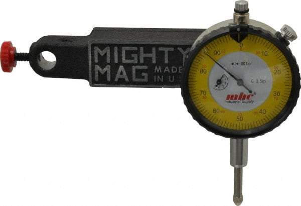 Value Collection - 0.001" Graduation, 0-100 Dial Reading, Dial Indicator & Base Kit - 4-1/2" Base Length x 1" Base Width x 1-1/4" Base Height, 2.2" Dial Diam - USA Tool & Supply