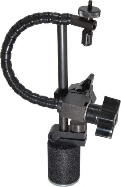 Flexbar - 25 Lb Magnetic Force, Fine Adjustment Indicator Positioner & Holder with Base - Post & Flexible Arm, Round Base, 1-1/8" Base Diam, 1-3/8" Base Height - USA Tool & Supply