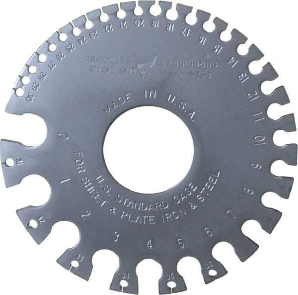 PEC Tools - #36 Steel Wire and Sheet Metal Gage - Use with Uncoated Sheet and Plate Iron and Steel - USA Tool & Supply