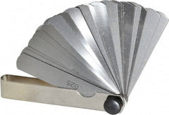 Value Collection - 26 Piece, 0.002 to 0.025" Thick, Parallel Feeler Gage Set - 3" Leaf Length, 1/2" Wide, Tempered Steel - USA Tool & Supply