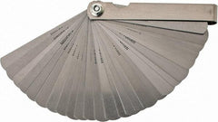 Value Collection - 26 Piece, 0.0015 to 0.025" Thick, Feeler Gage Set - 3" Leaf Length, 1/2" Wide, Tempered Steel - USA Tool & Supply