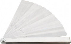 Value Collection - 15 Piece, 0.002 to 0.025" Thick, Feeler Gage Set - 6" Leaf Length, 1/2" Wide, Tempered Steel - USA Tool & Supply