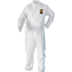 KleenGuard - Size 2XL SMS General Purpose Coveralls - White, Zipper Closure, Elastic Cuffs, Elastic Ankles, Serged Seams - USA Tool & Supply