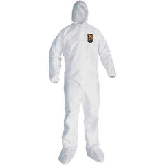 KleenGuard - Size 3XL SMS General Purpose Coveralls - White, Zipper Closure, Elastic Cuffs, with Boots, Serged Seams - USA Tool & Supply