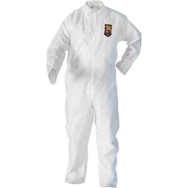 KleenGuard - Size 3XL SMS General Purpose Coveralls - White, Zipper Closure, Open Cuffs, Open Ankles, Serged Seams - USA Tool & Supply